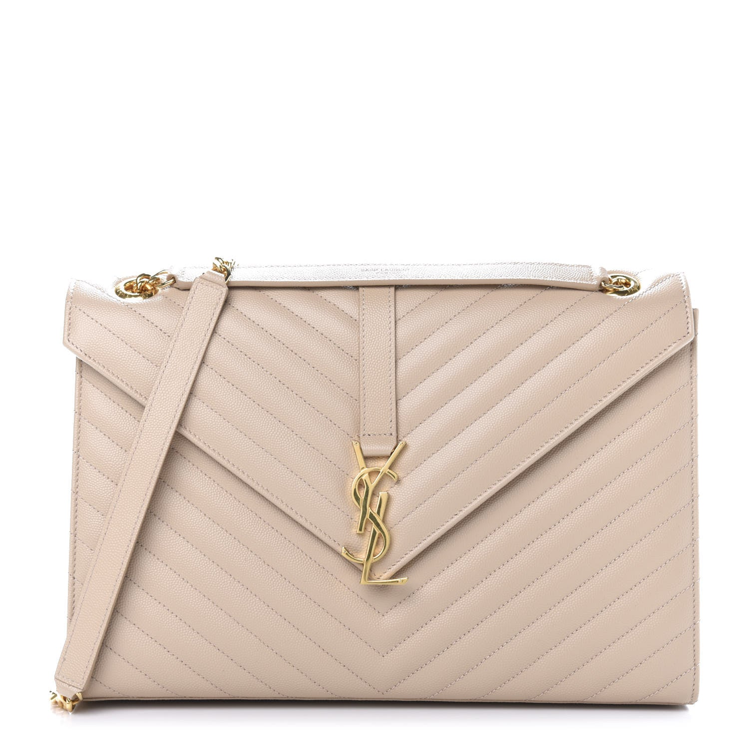 Saint Laurent Grain De Poudre Matelasse Chevron Large Monogram Satchel Nude Powder 1 of 9