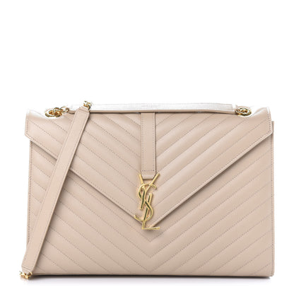 Saint Laurent Grain De Poudre Matelasse Chevron Large Monogram Satchel Nude Powder 1 of 9
