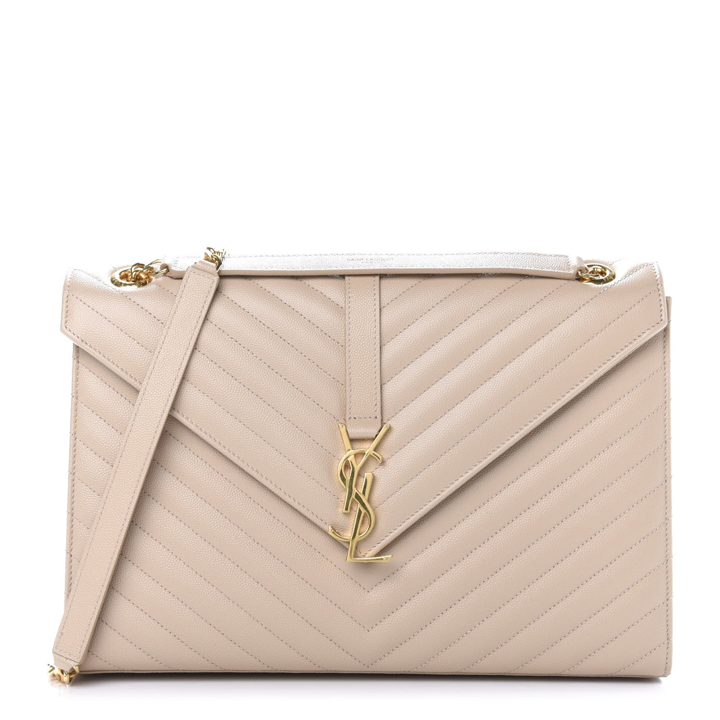 Grain De Poudre Matelasse Chevron Large Monogram Satchel Nude Powder