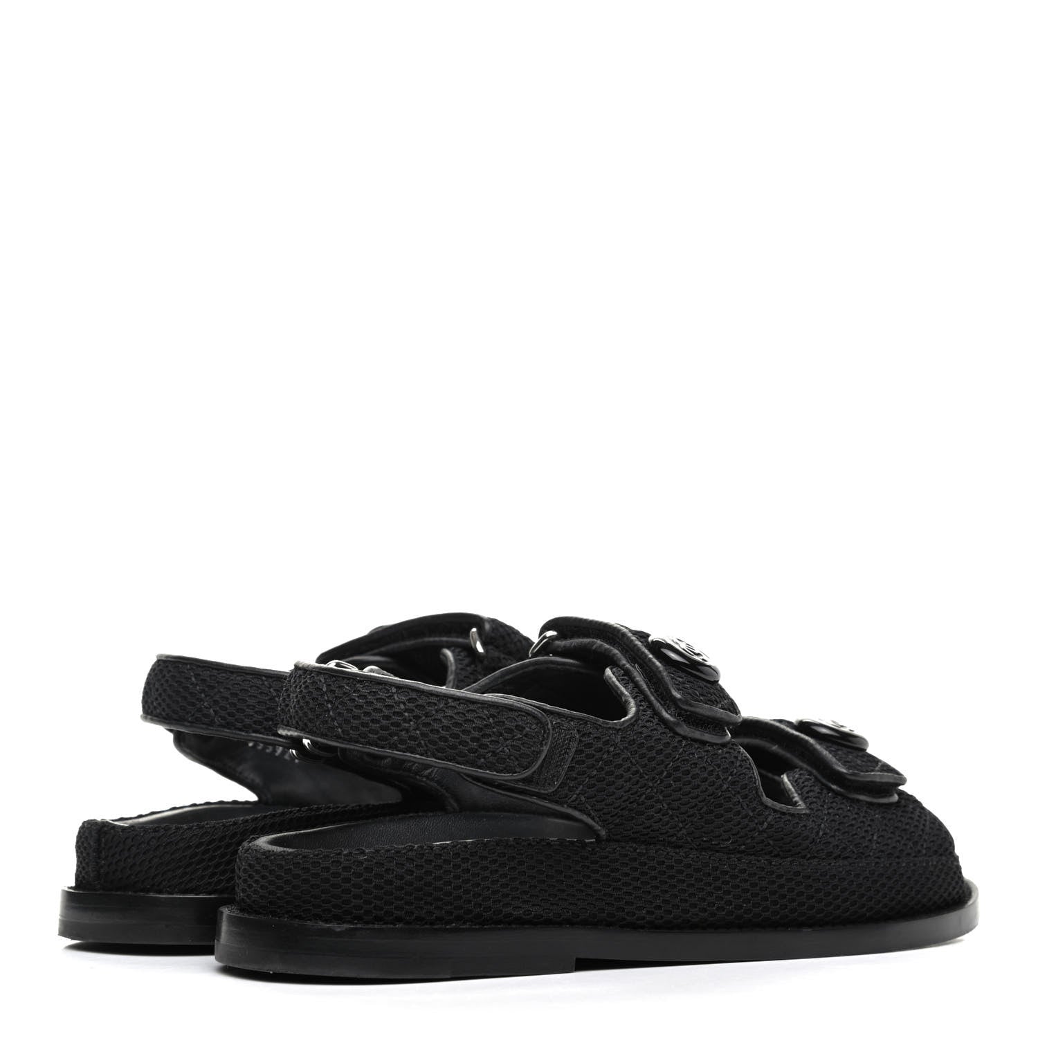 Chanel Fabric Velcro Dad Sandals 35 Black 4 of 15