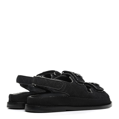 Chanel Fabric Velcro Dad Sandals 35 Black 4 of 15