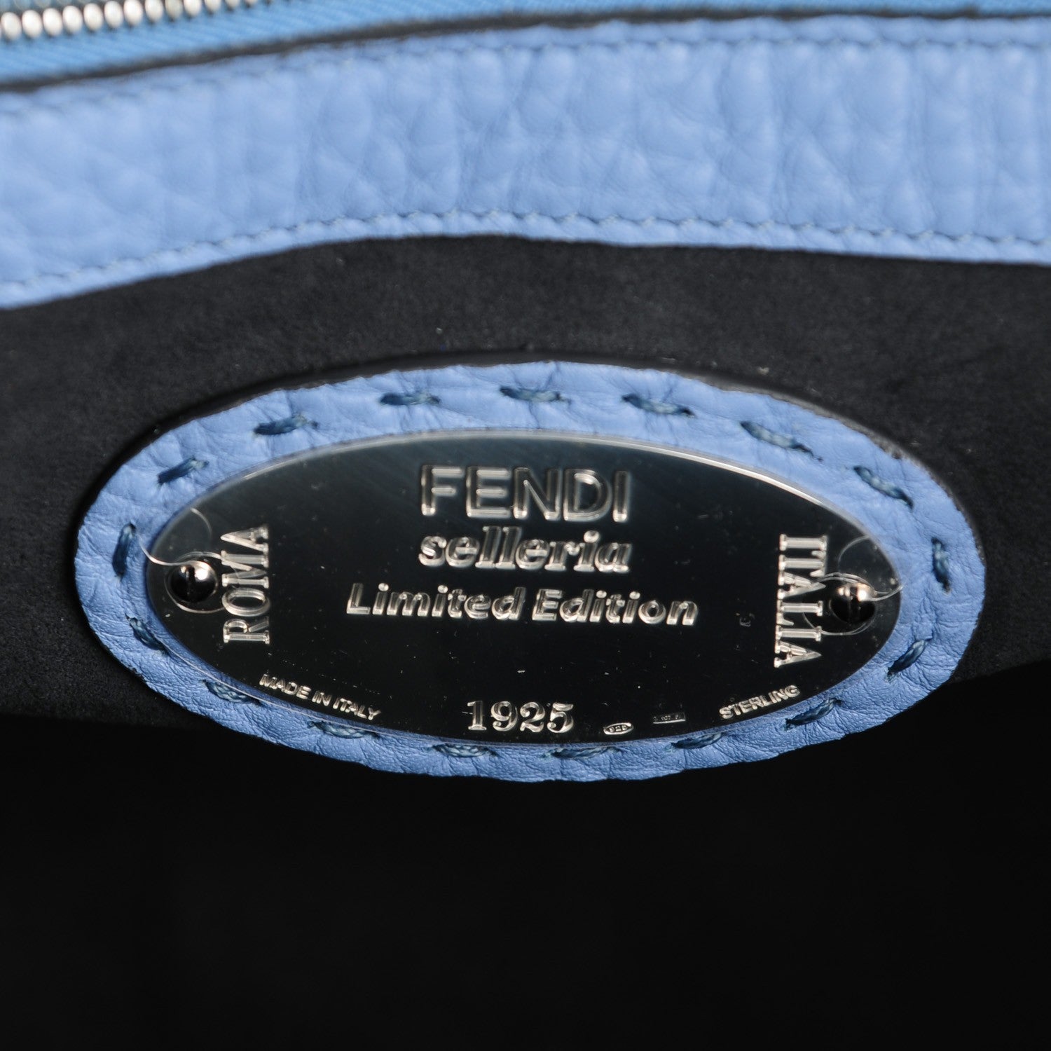 Fendi Mink Fur Calfskin Pequin Small Anna Bucket Bag Baltico Sky 6 of 8