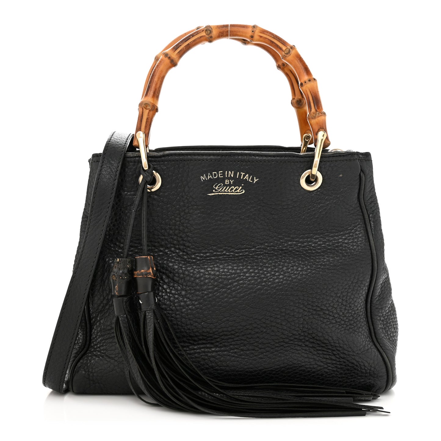 Calfskin Small Bamboo Shopper Tote Black