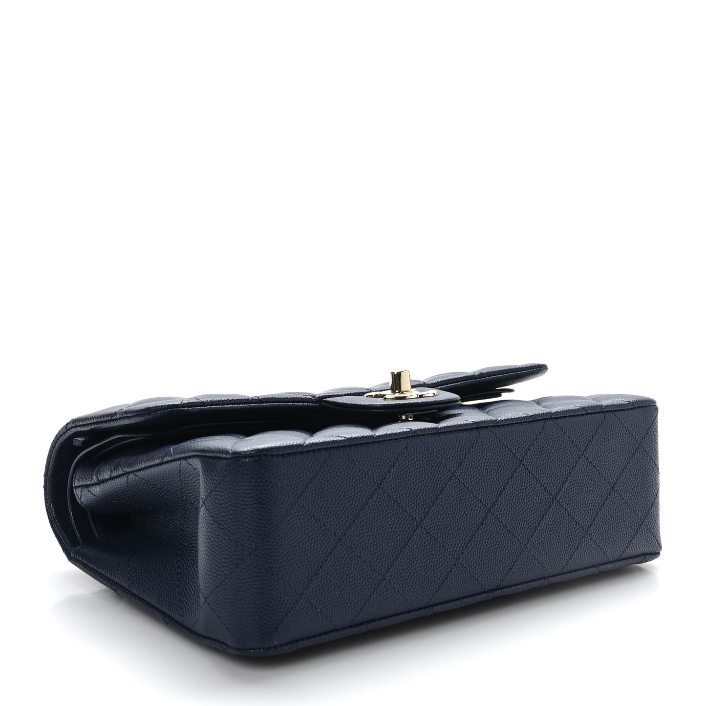 Caviar Quilted Small Double Flap Navy