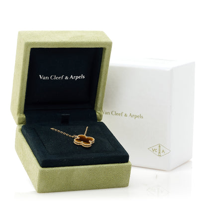 Van Cleef & Arpels 18K Yellow Gold Tiger Eye Vintage Alhambra Pendant Necklace 6 of 6