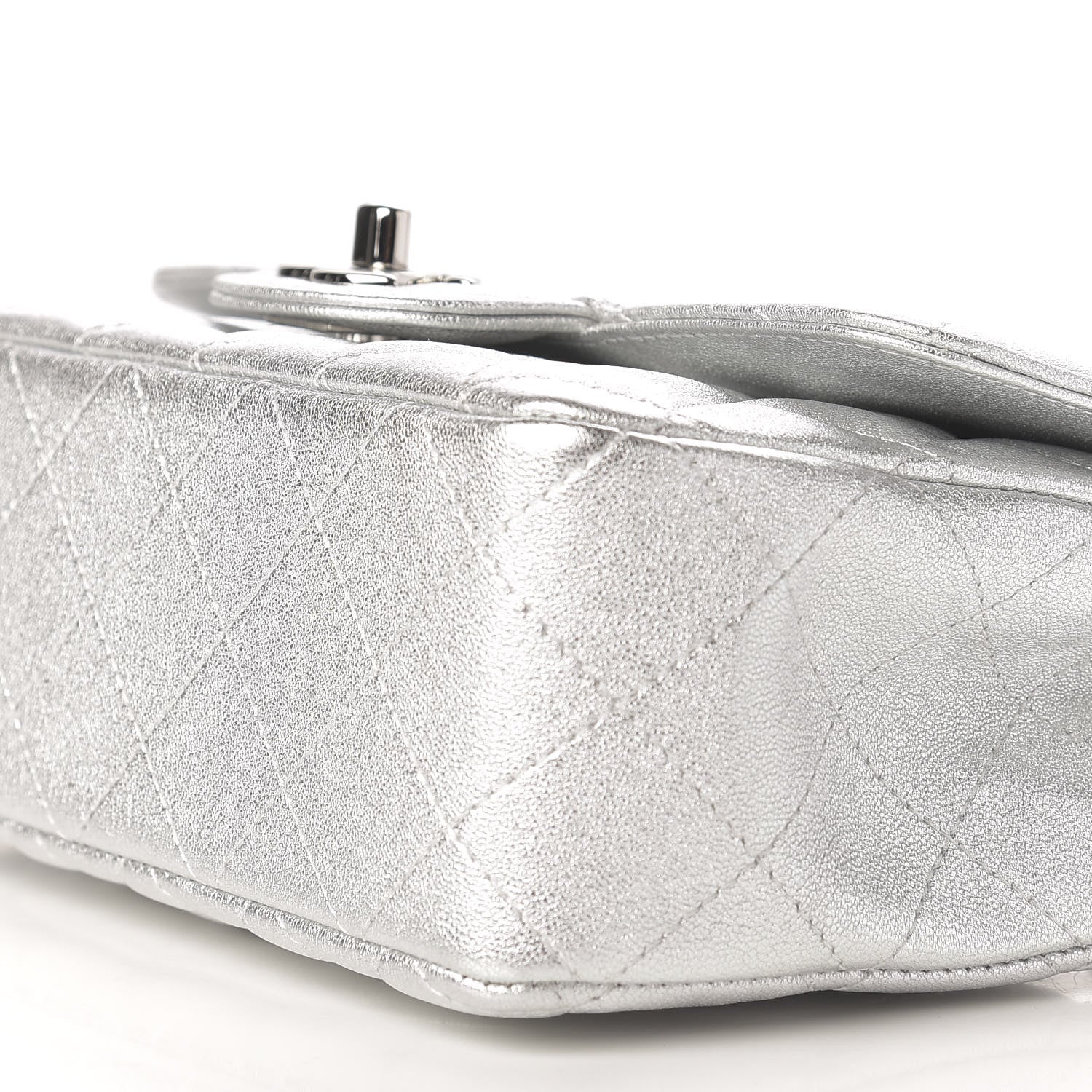 Chanel Metallic Lambskin Quilted Mini Rectangular Flap Silver 7 of 9