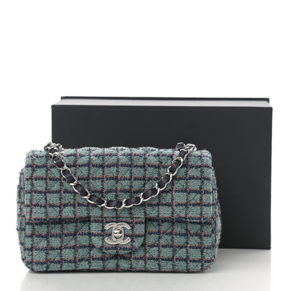 Chanel Tweed Quilted Mini Rectangular Flap Green Navy Dark Beige 10 of 10