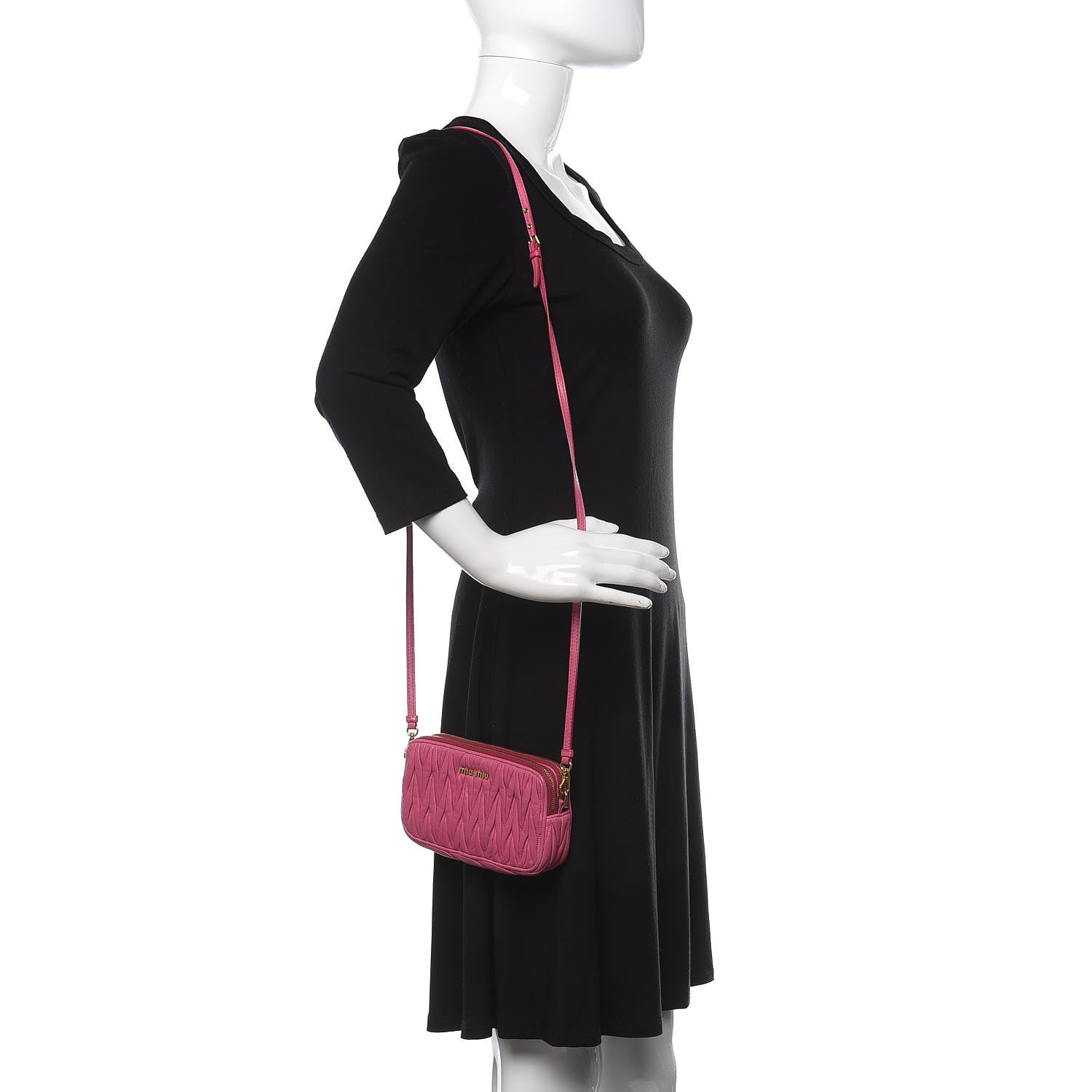 Miu Miu Nappa Matelasse Double Zip Chain Shoulder Bag Loto 2 of 9