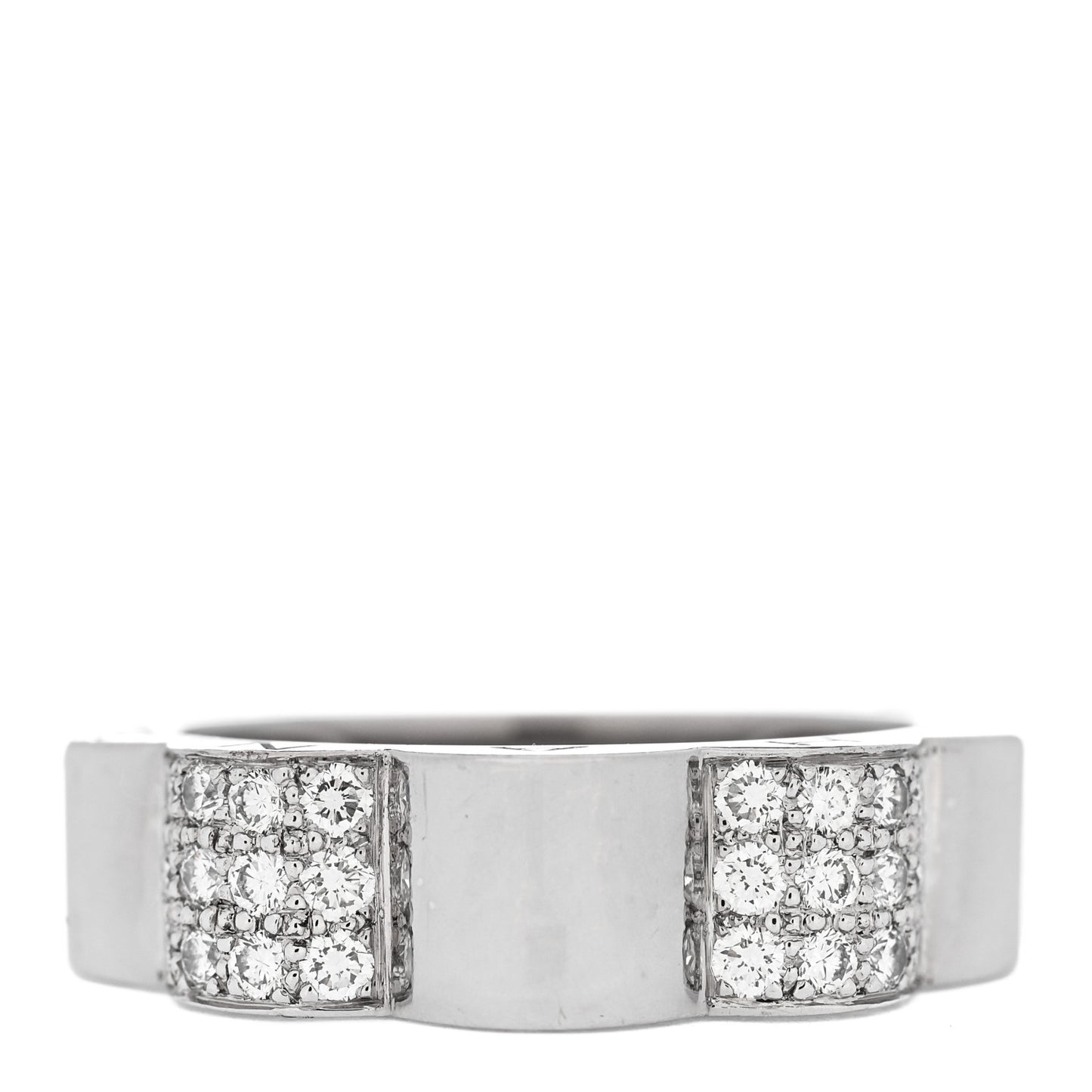 18K White Gold Diamond Profil de Camellia Band Ring 53 6.5