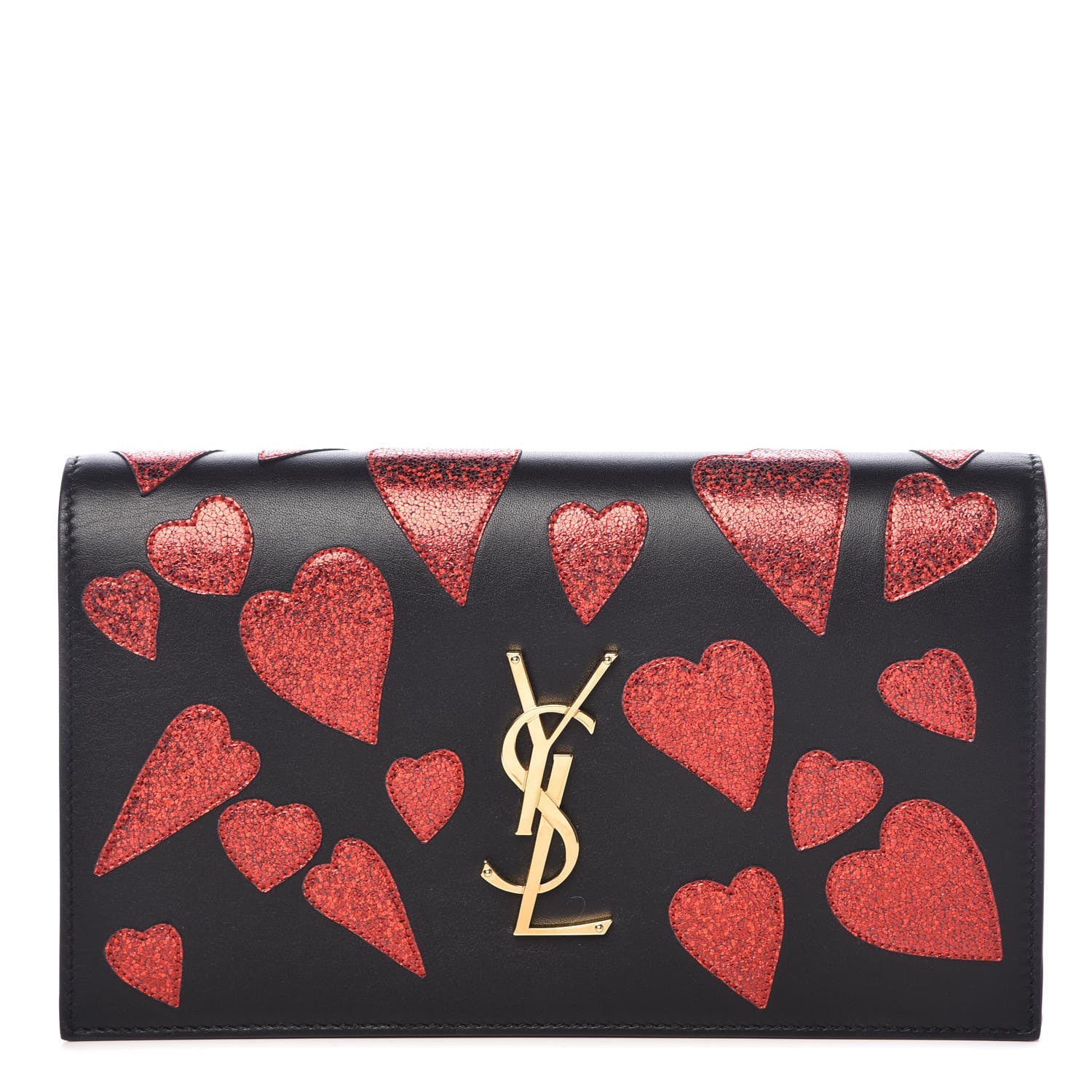 Saint Laurent Calfskin Classic Monogram Kate Heart Clutch Black Rouge 1 of 9