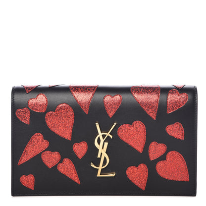 Saint Laurent Calfskin Classic Monogram Kate Heart Clutch Black Rouge 1 of 9