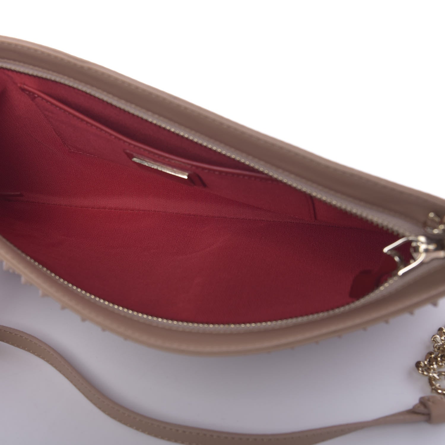 Christian Louboutin Calfskin Studded Loubiposh Chain Clutch Nude 5 of 13