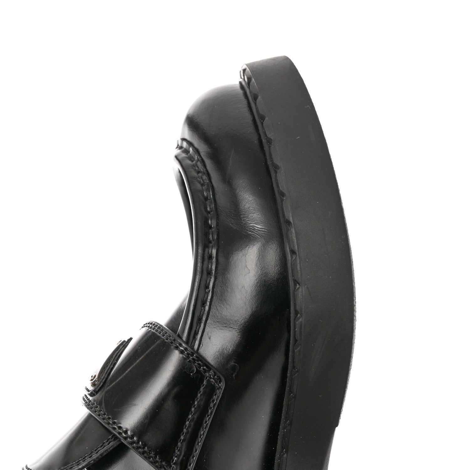 Prada Spazzolato Metal Triangle Logo 50mm Loafers 39 Black 9 of 10