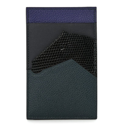 Hermes Polished Lizard Evercolor Sombrero II Les Petits Chevaux Card Holder Cypress Black Bleu Obscur Encre 1 of 8