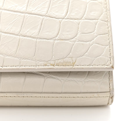 Saint Laurent Calfskin Crocodile Embossed Monogram Chain Wallet Blanc Vintage 12 of 12