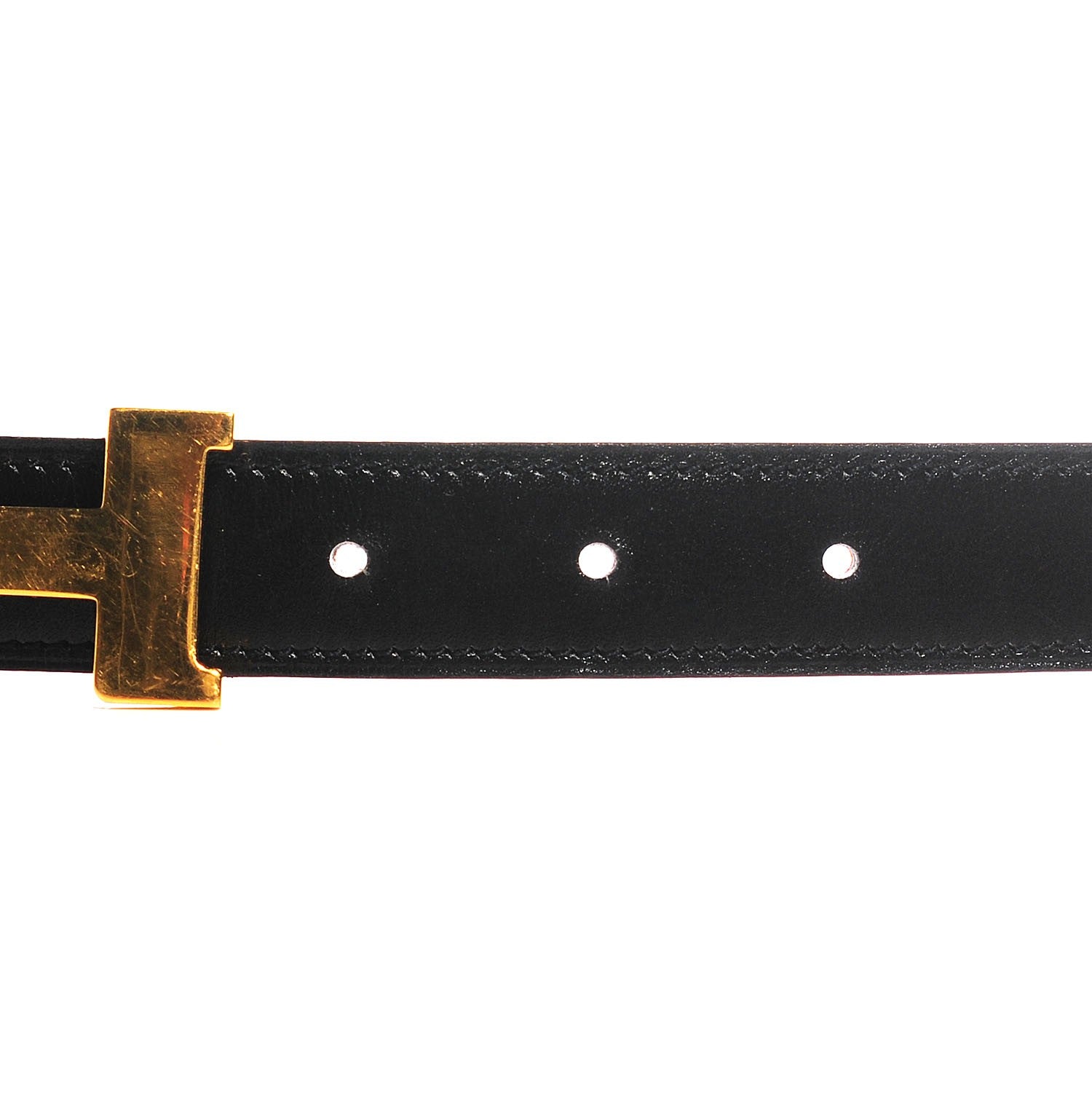 Hermes Box Togo Reversible Polished 18mm H Belt Noir Orange 10 of 14