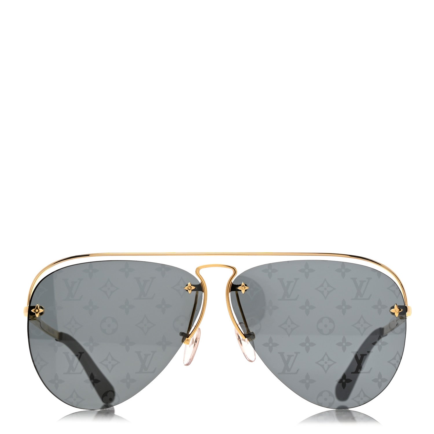 Louis Vuitton Metal Monogram Grease Sunglasses Z1172E Gold 2 of 7