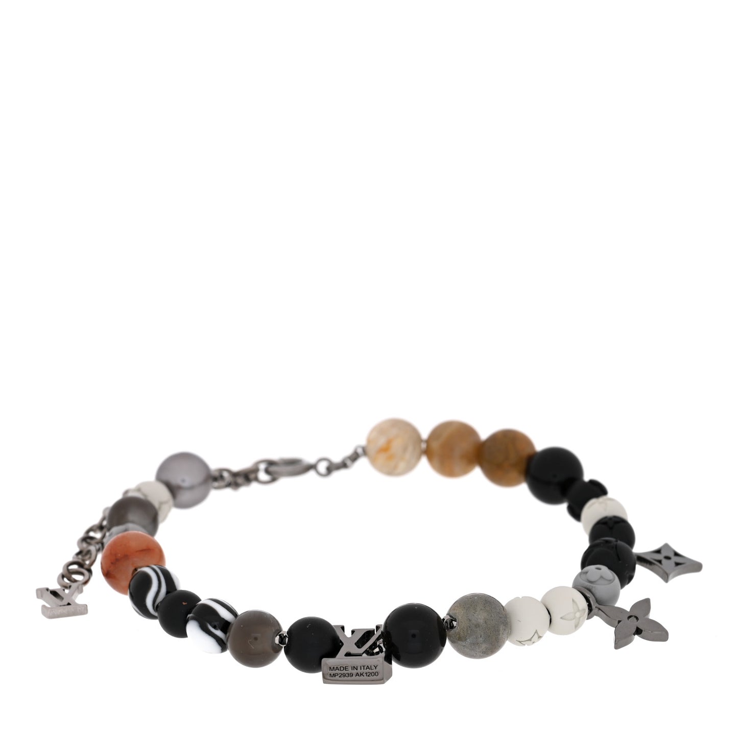Metal Resin Opal LV Beads Bracelet Black