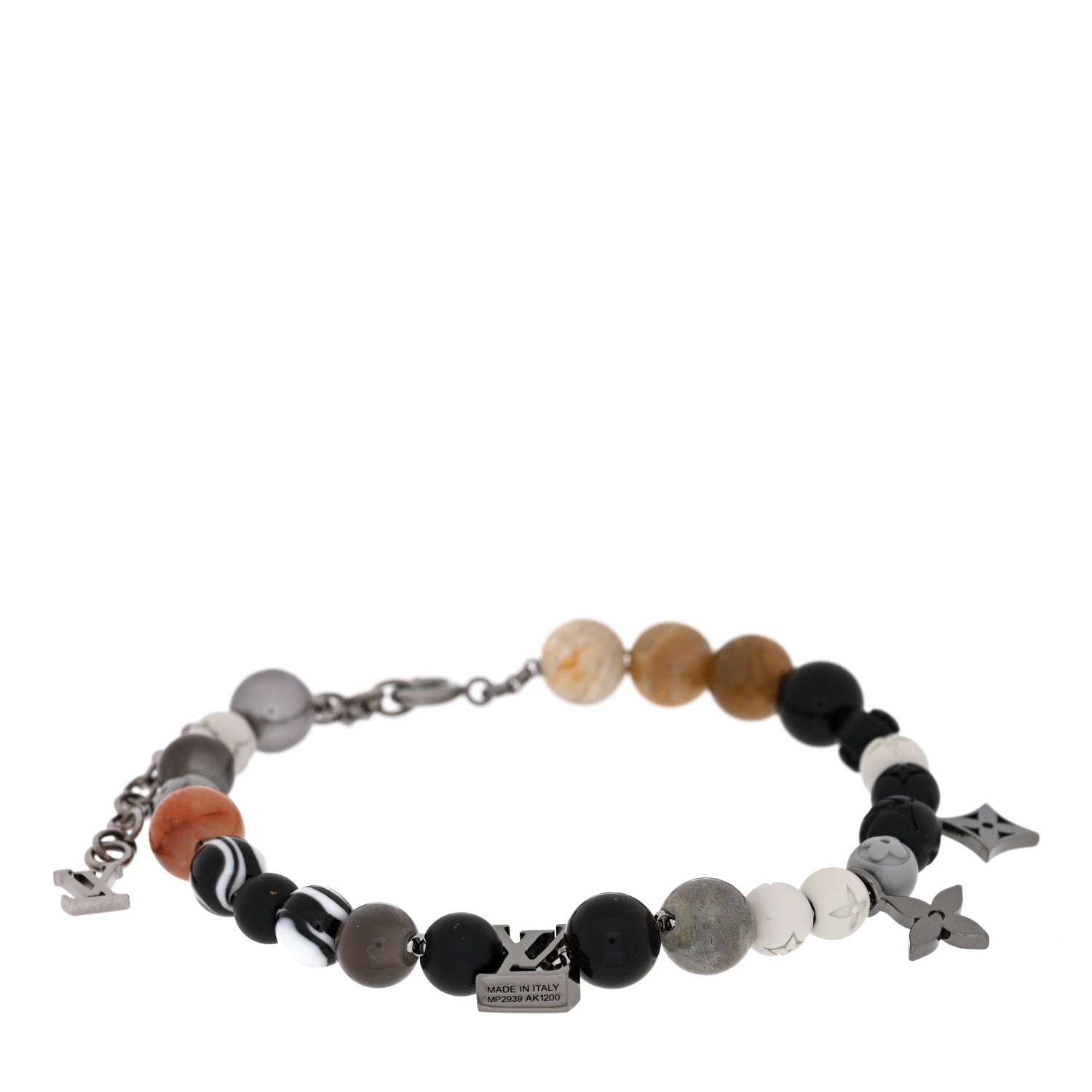 Louis Vuitton Metal Resin Opal LV Beads Bracelet Black 1 of 4