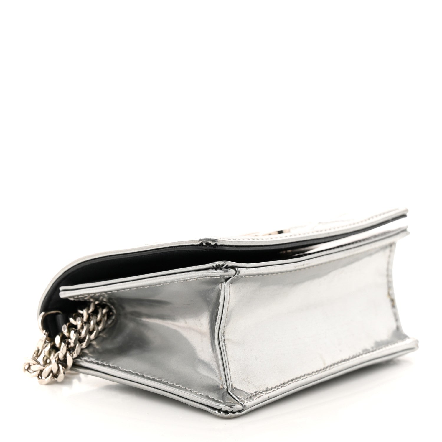Christian Dior Metallic Patent Micro-Cannage Baby Diorama Flap Bag Silver 4 of 9