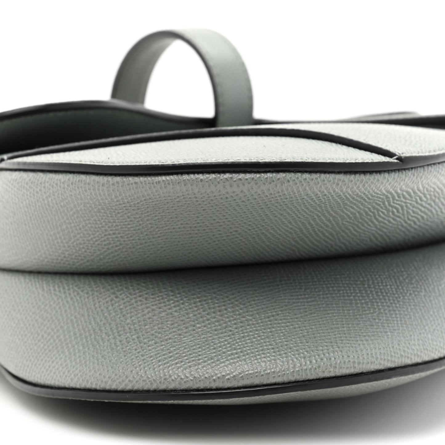 Grained Calfskin Saddle Bag Grey Stone