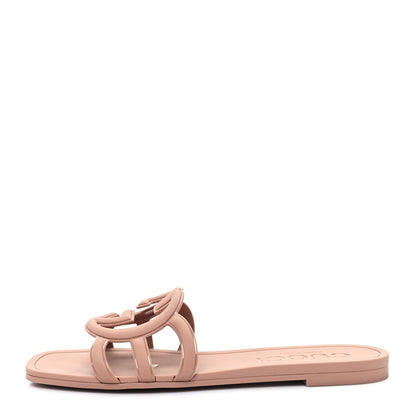 Gucci Rubber Interlocking G Womens Slide Sandals 36 Light Beige 1 of 10