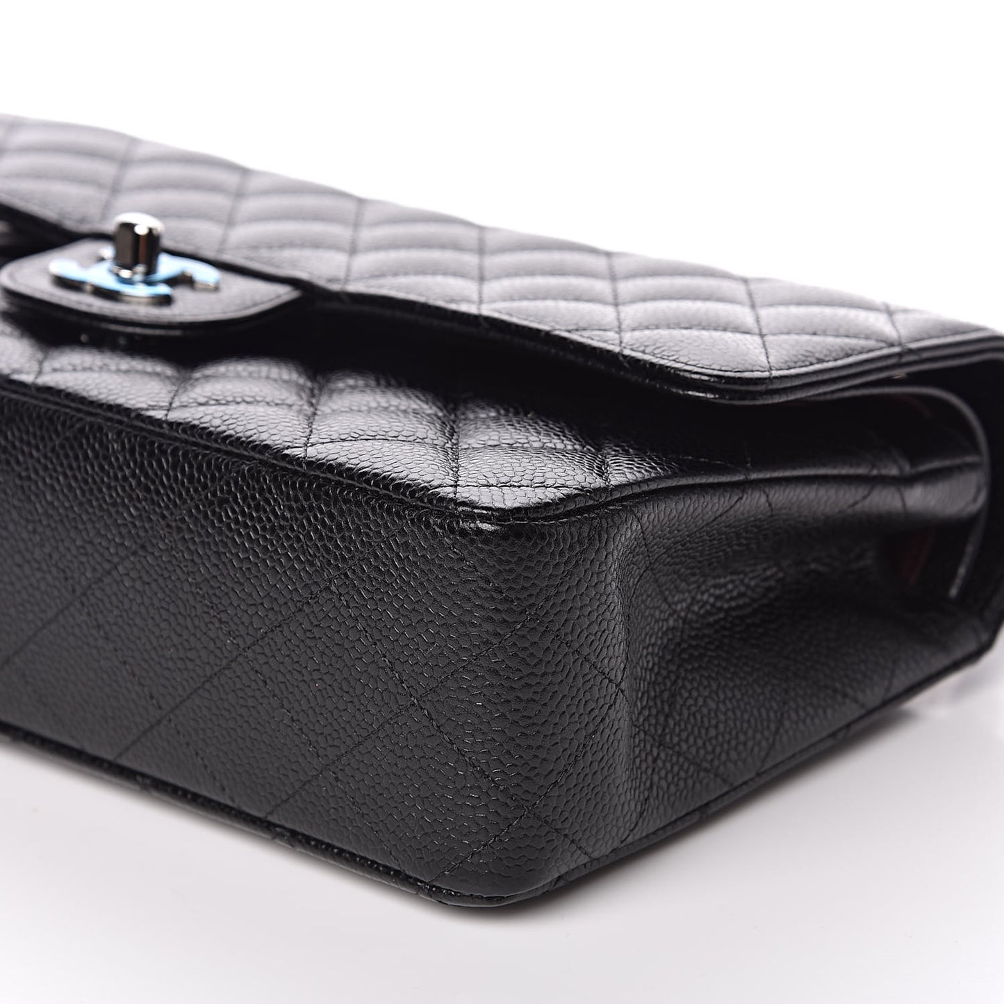 Caviar Quilted Medium Double Flap Black