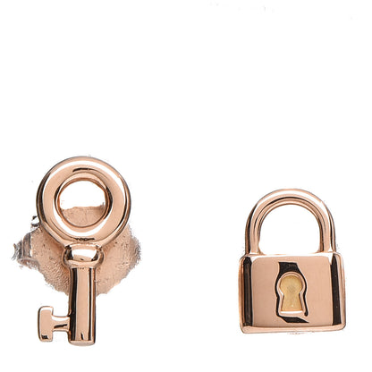 Tiffany 18K Rose Gold Mini Key and Lock Earrings 1 of 5