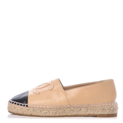Chanel Lambskin CC Espadrilles 35 Beige Black 1 of 12