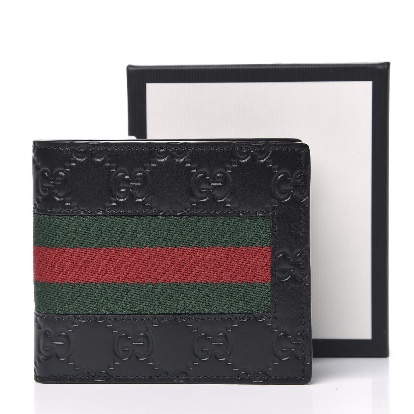 Guccissima Signature Web New Web Bi-Fold ID Wallet Black