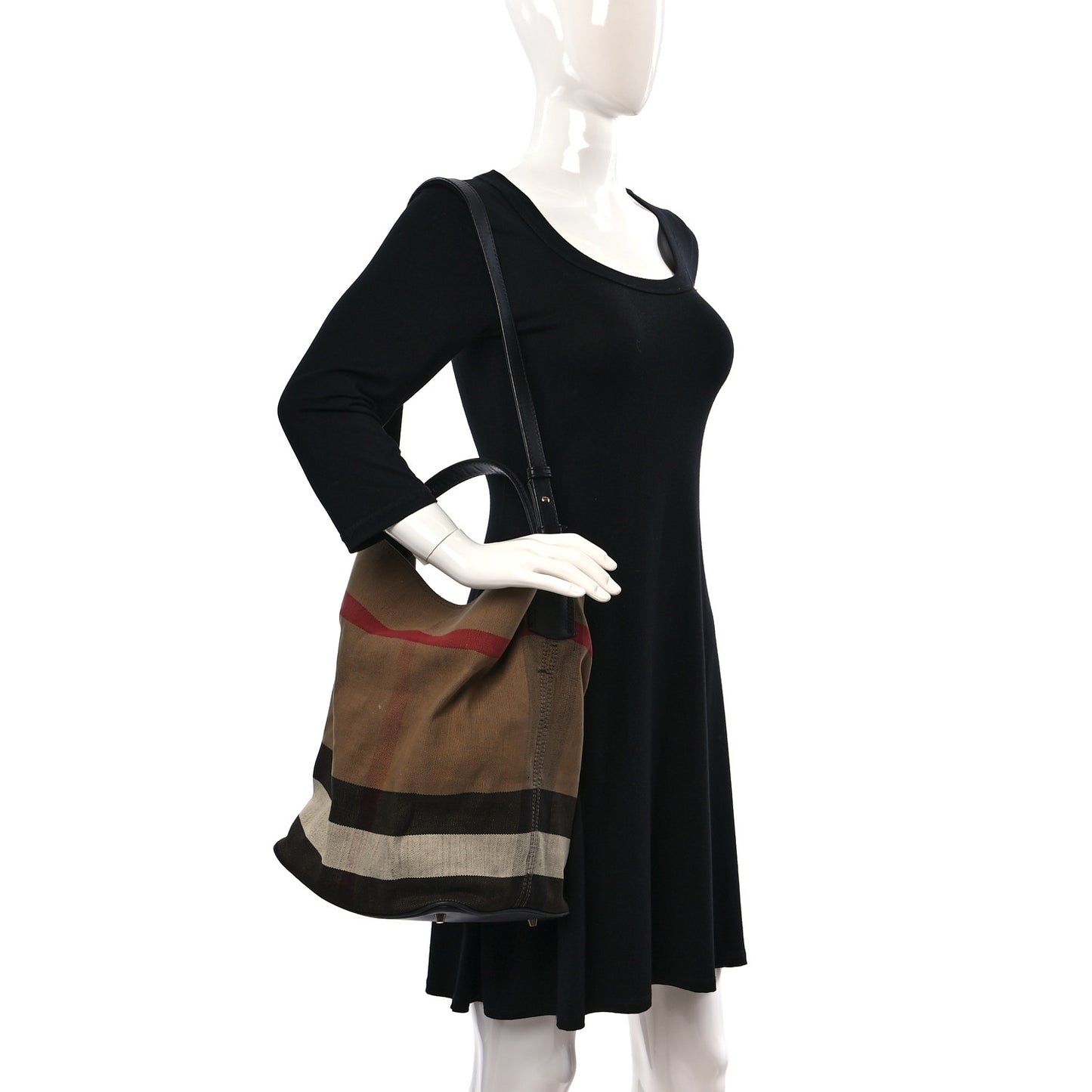 Canvas Mega Check Medium Ashby Hobo Black