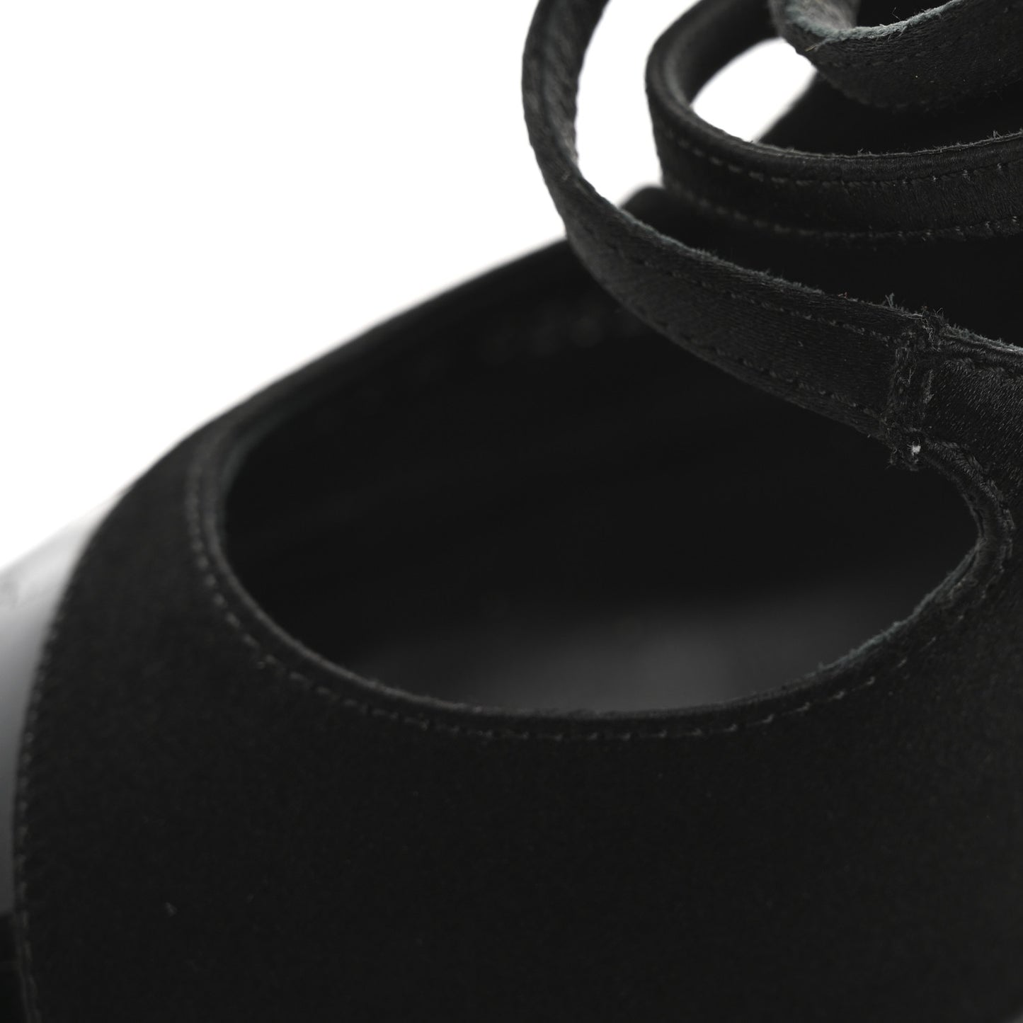 Satin Patent Open Toe Ankle Strap Sandals 37.5 Black