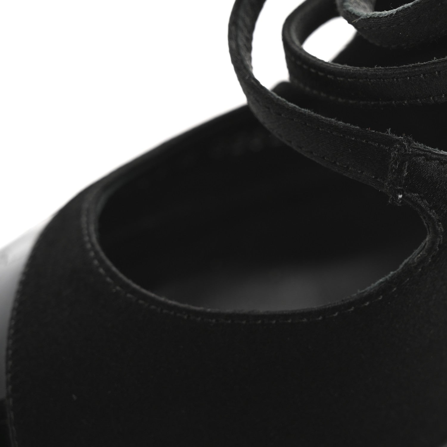 Chanel Satin Patent Open Toe Ankle Strap Sandals 37.5 Black 11 of 13