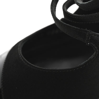 Chanel Satin Patent Open Toe Ankle Strap Sandals 37.5 Black 11 of 13