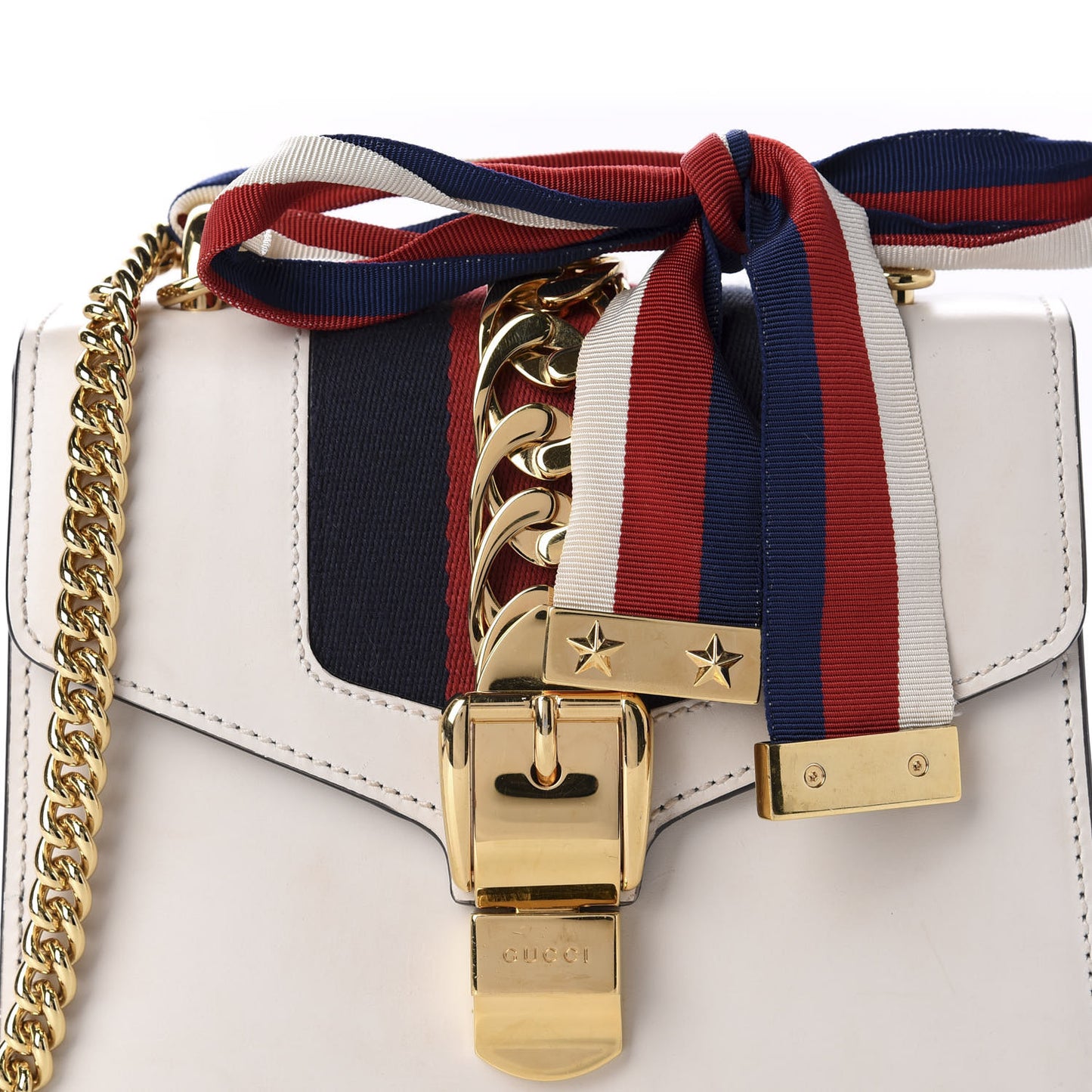 Calfskin Mini Sylvie Chain Shoulder Bag White
