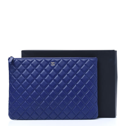 Chanel Lambskin Quilted Large Cosmetic Case Blue 13 of 13
