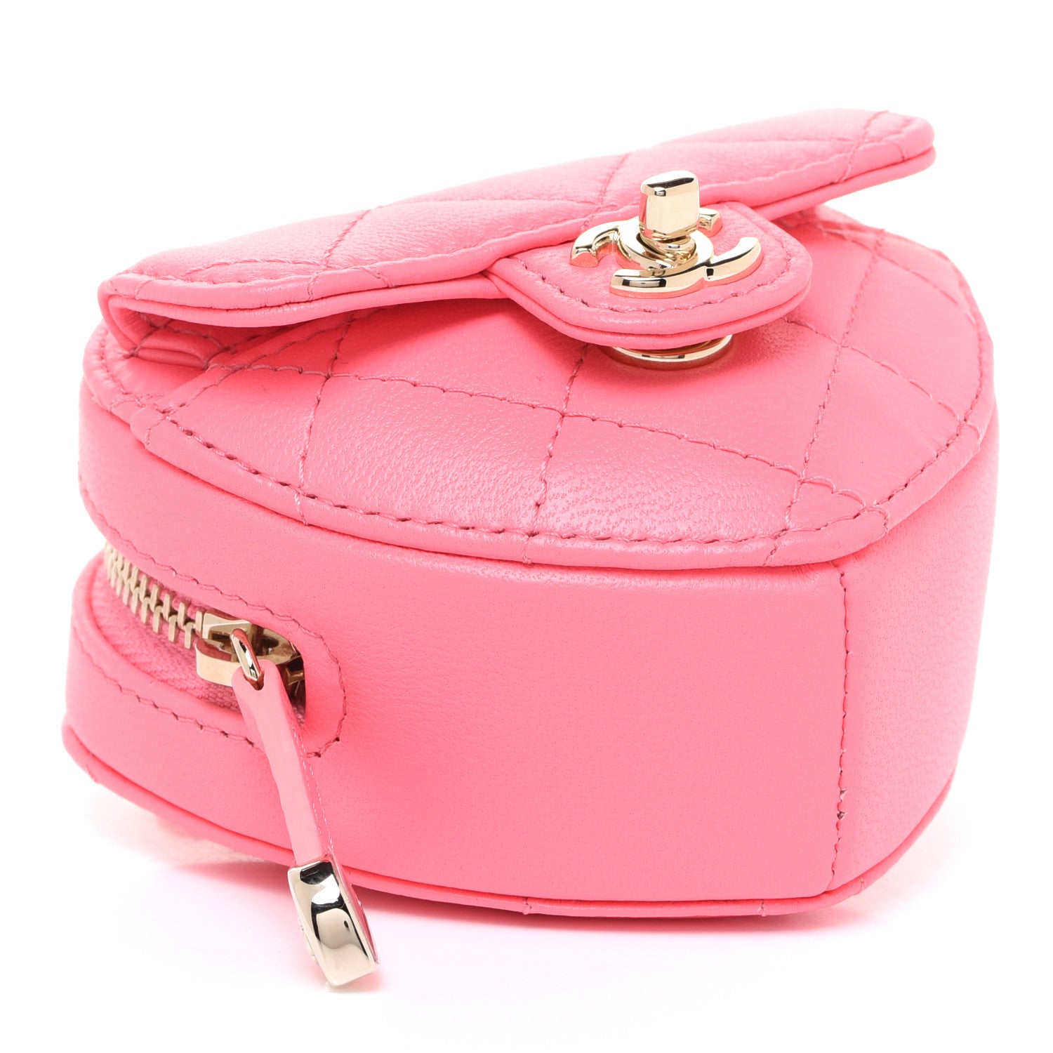 Chanel Lambskin Quilted CC In Love Heart Coin Purse With Chain Pink 4 of 8
