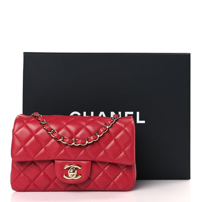 Chanel Lambskin Quilted Mini Rectangular Flap Red 9 of 9