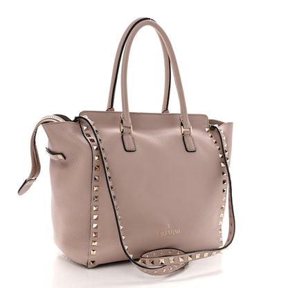 Valentino Garavani Grained Calfskin Rockstud Double Handle Tote Poudre 2 of 10