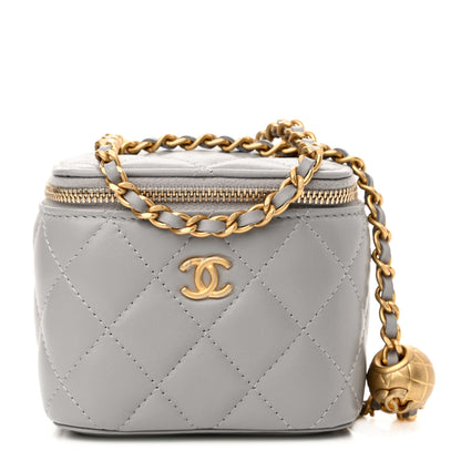 Chanel Lambskin Quilted Pearl Crush Mini Vanity Case With Chain Grey 1 of 11