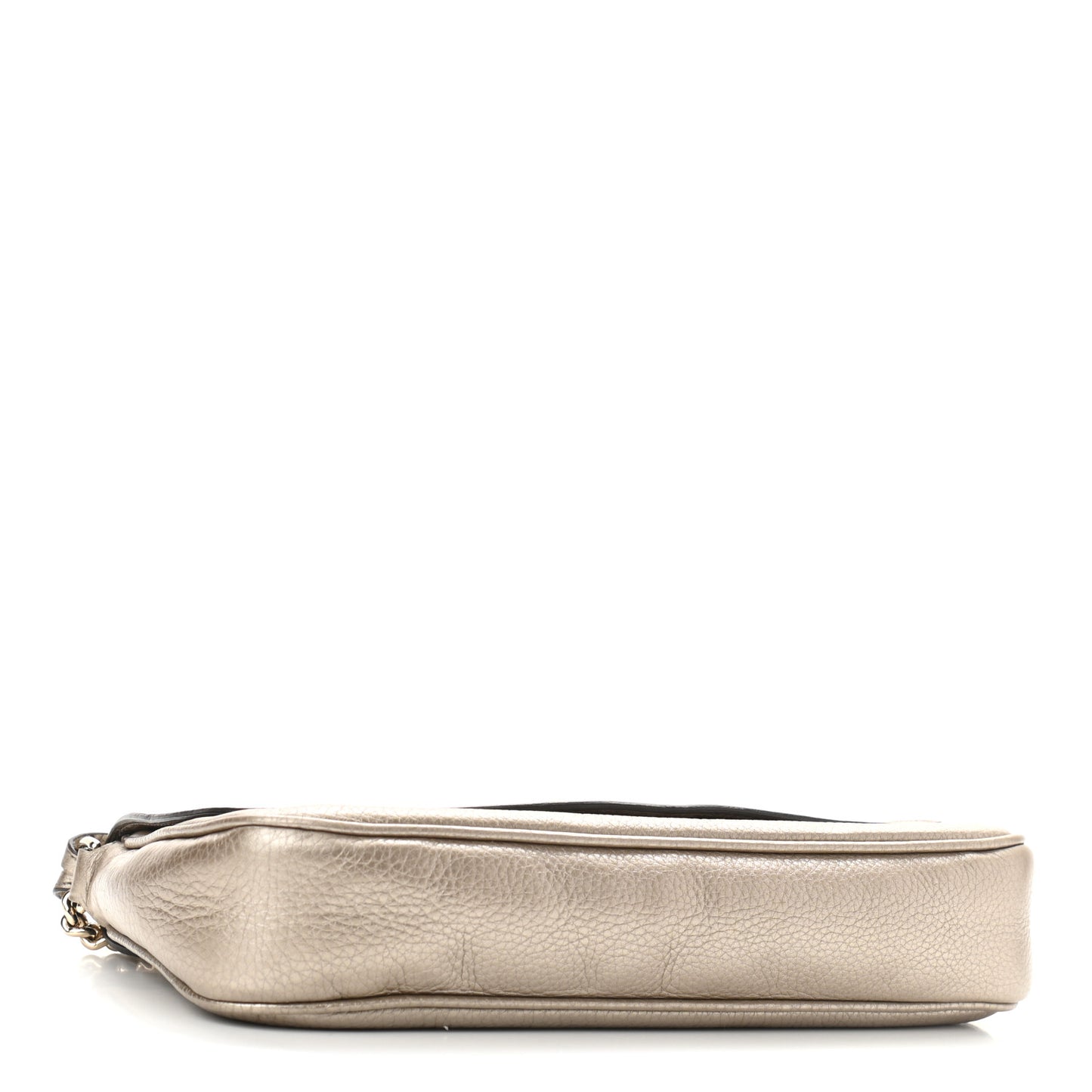 Metallic Pebbled Calfskin Medium Soho Flap Crossbody Golden Beige