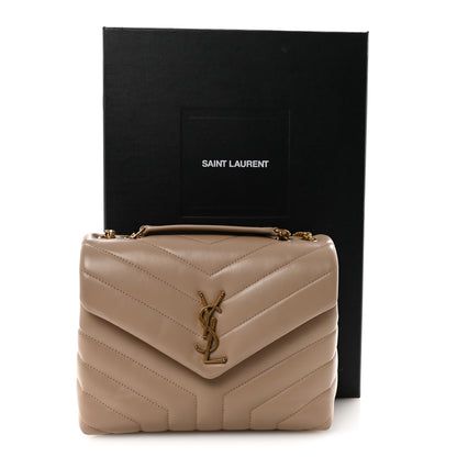 Saint Laurent Calfskin Y Quilted Monogram Small Loulou Chain Satchel Dark Beige 10 of 10