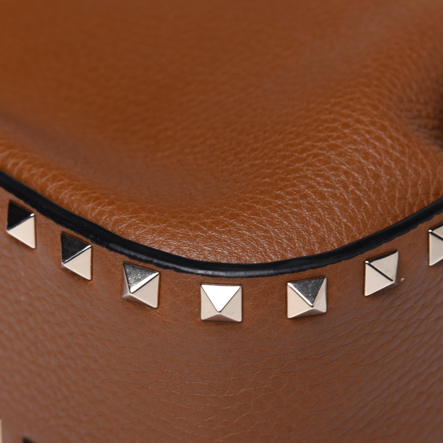Valentino Garavani Grained Calfskin Rockstud Bucket Bag Bright Cognac 14 of 15