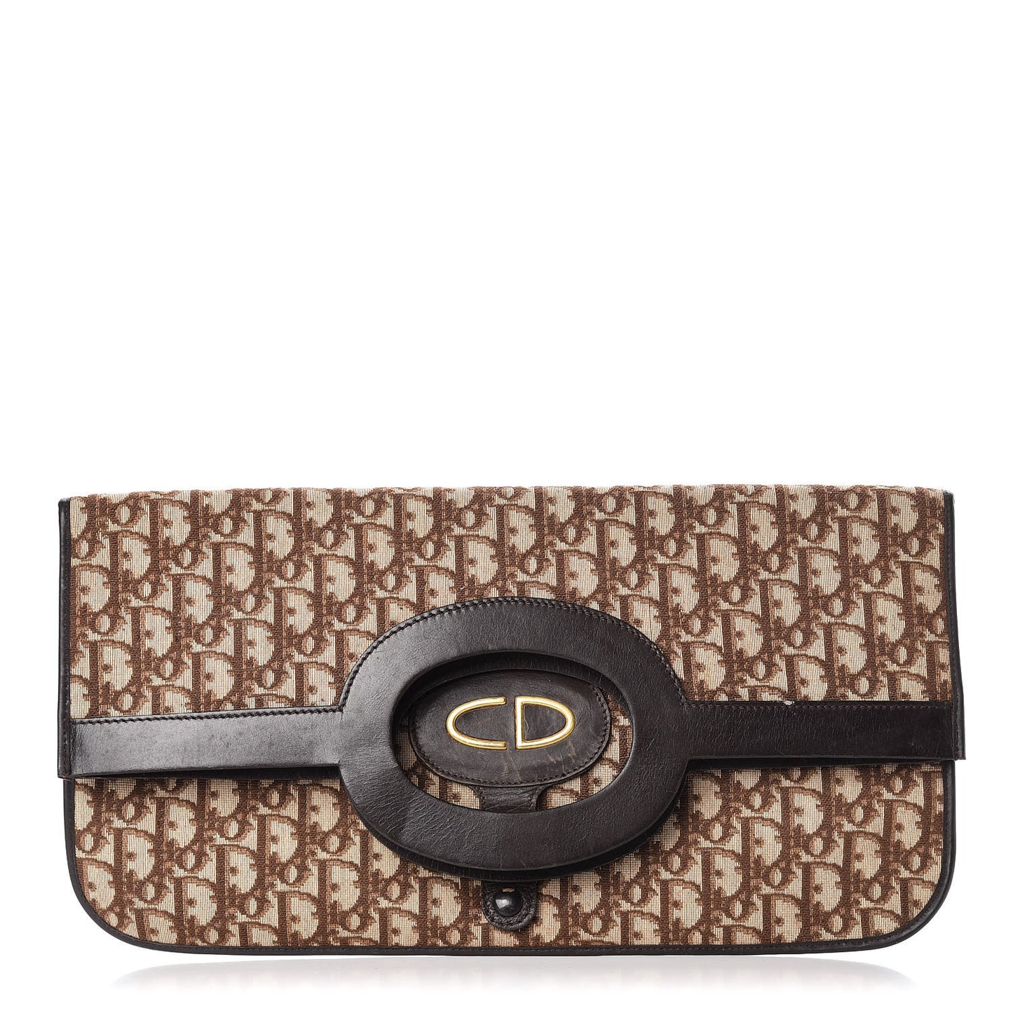 Monogram Fold Over Clutch Brown