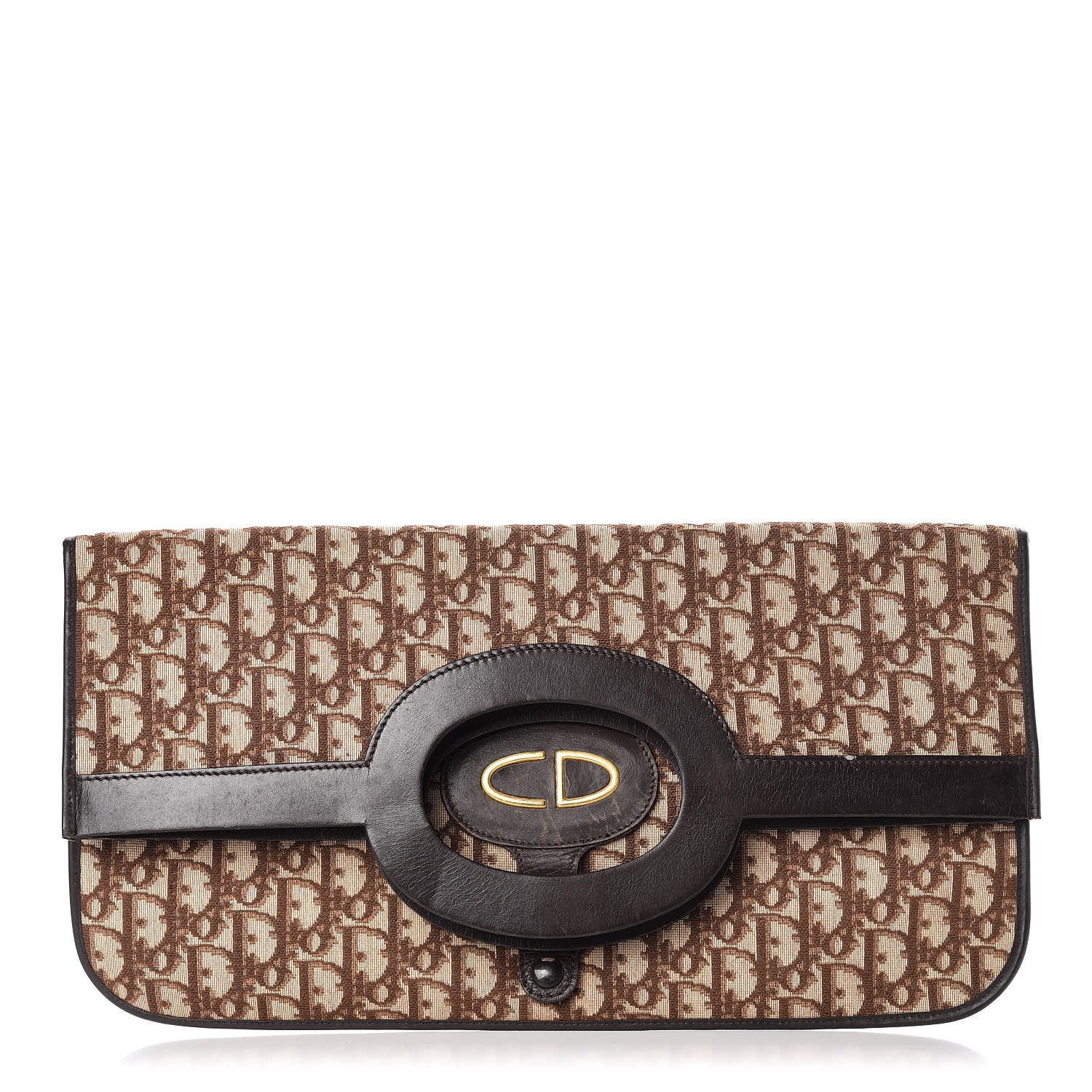 Christian Dior Monogram Fold Over Clutch Brown 1 of 12