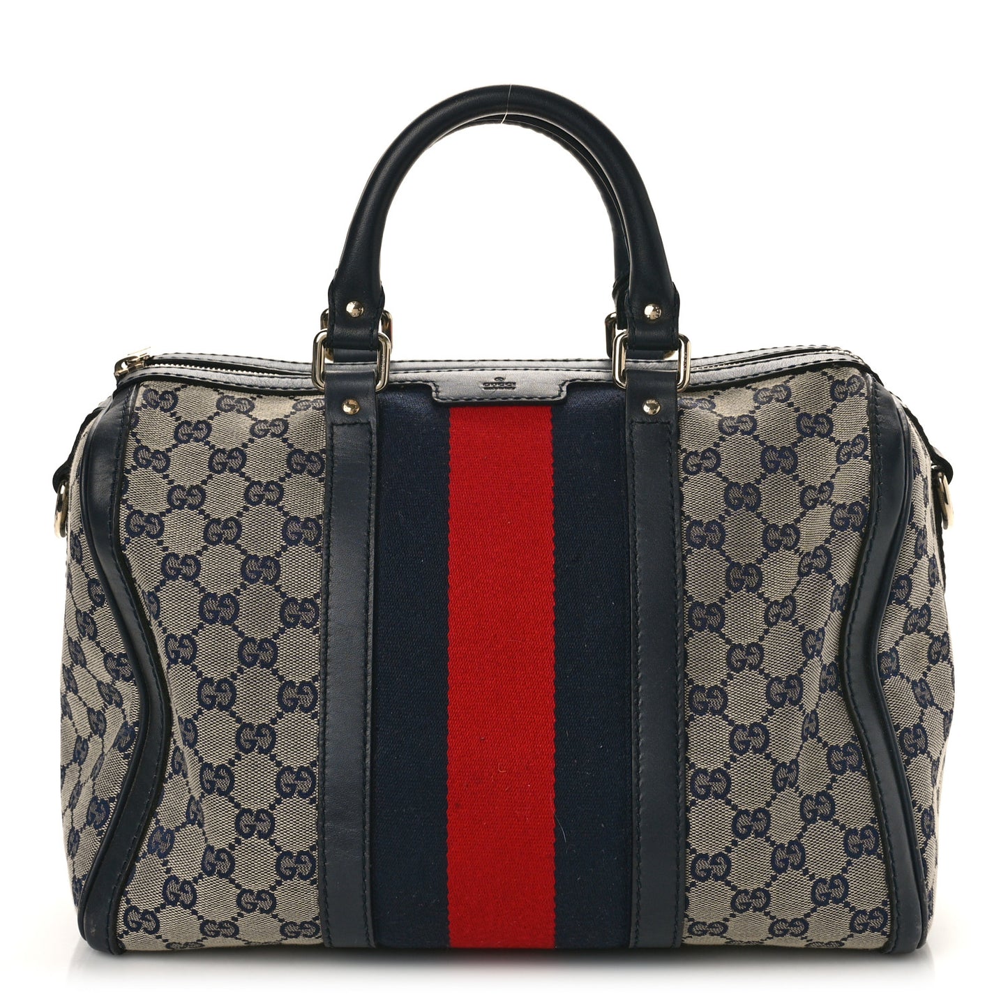 Monogram Selleria Calfskin Vintage Web Medium Boston Beige Blue