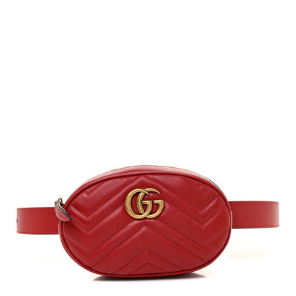 Gucci Calfskin Matelasse GG Marmont Belt Bag 85 34 Hibiscus Red 1 of 11