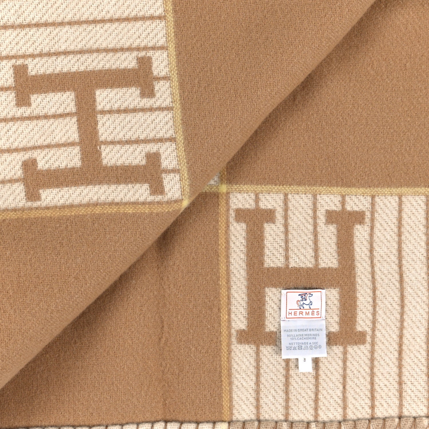 Hermes Wool Cashmere Avalon Passe-Passe Blanket Naturel 1248297