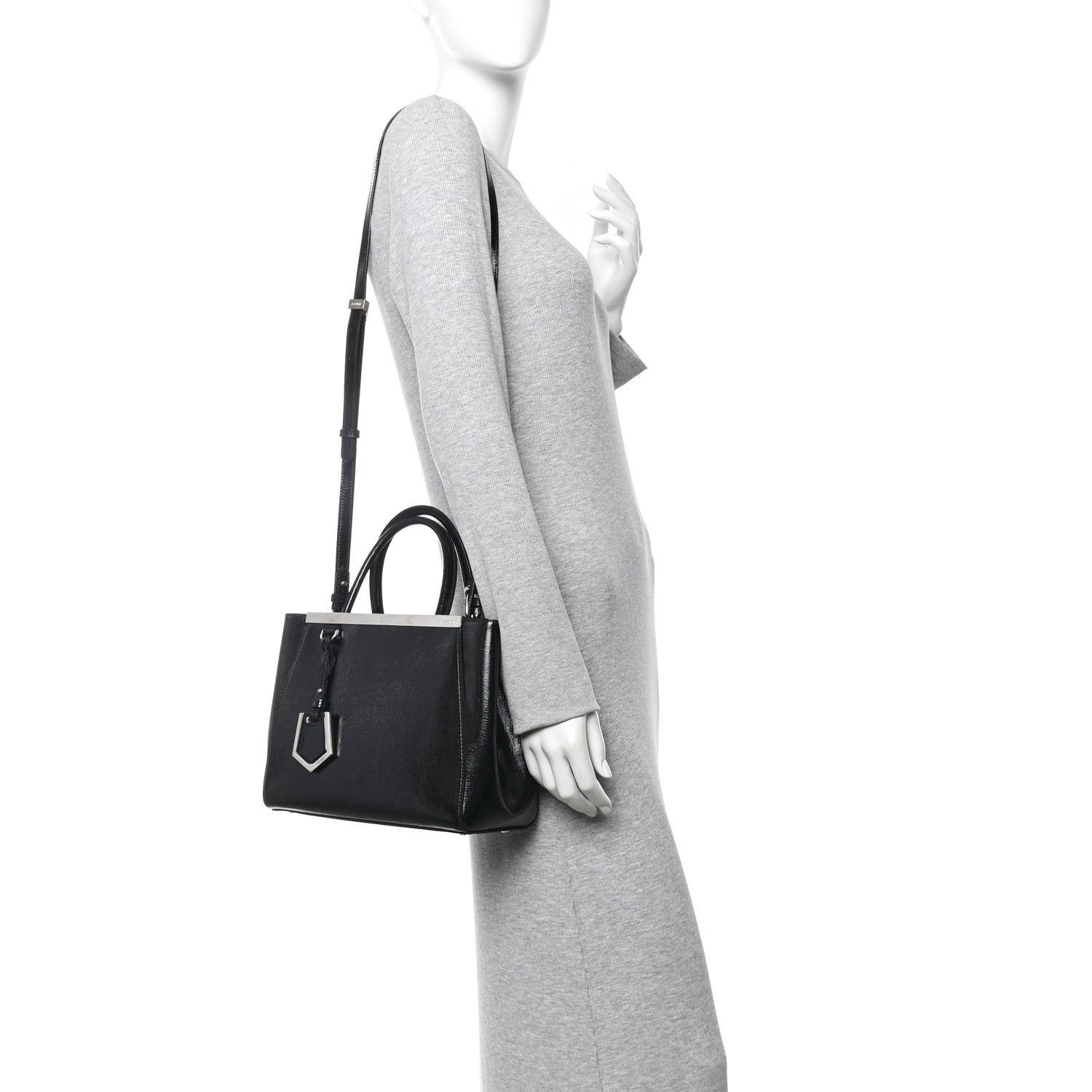Fendi Patent Vitello Elite Petite 2Jours Tote Black 2 of 12