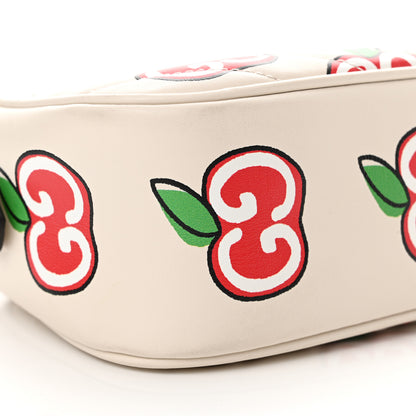 Gucci Calfskin Matelasse Diagonal GG Apple Small GG Marmont Chain Shoulder Bag Ivory 9 of 10